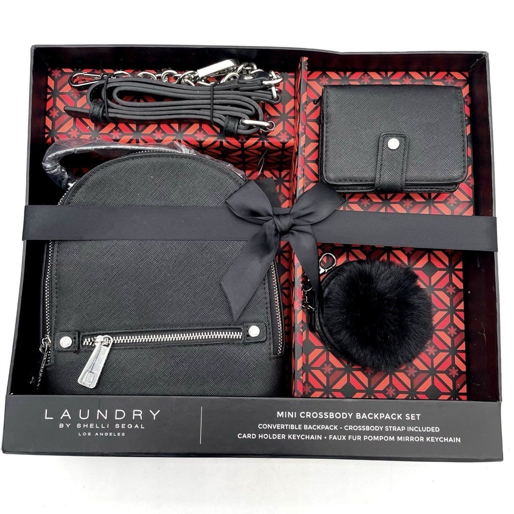 Laundry by Shelli Segal Women's Mini Crossbody Backpack Set Black 4 Piece NWT